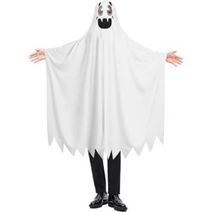 DiULi Costume da Fantasma di Halloween, Costume Fantasma per Adulti, Mantello da Fantasma di Halloween, Bianco Arrabbiato, per Carnevale Cosplay