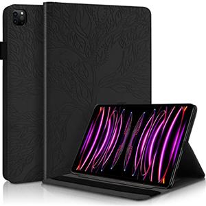 Succtopy Custodia per iPad Pro 12.9 6a/5a/4a Generazione Cover in Pelle PU con Porta Penna Custodia Protettiva con Funzione di Supporto Case iPad Pro 12.9 2022/2021/2020 Nero