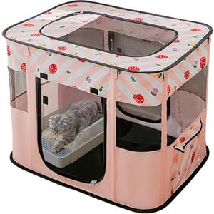 XRG Carroza Penna pop per cani e gatti, cuccia per cani e gatti, per esercizi interni ed esterni, tenda per cani, parco giochi per cuccioli, grande (M, rosa)