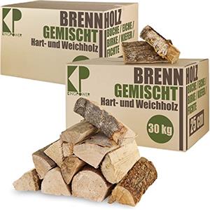 Kingpower Legna da ardere Misto 30 kg Faggio Betulla Quercia Pino Abete Legna per stufe e caminetti Braciere Griglia 25 cm Camera asciugata Kingpower, Quantità:60 kg