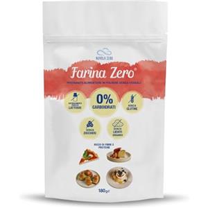 Nuvolazero Nuvola Zero - Farina Zero Senza Glutine per Pizza, Pasta, Dolci, Pane Senza Glutine, Farina Keto Zero Carboidrati, Senza Lattosio e Senza zuccheri, Confezione da 1 pz, 180g, Made in Italy.