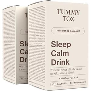 Tummy Tox Sleep Calm Drink, Bevanda Rilassante con L-Teanina, GABA, Magnesio, Vitamina B6 & Manganese, Senza Melatonina, 30 Bustine, Tummy Tox