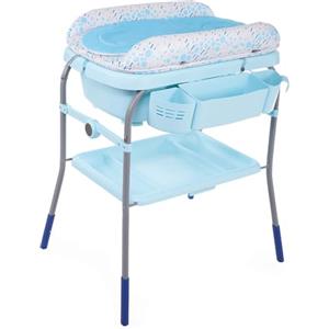 Chicco Cuddle & Bubble Vaschetta Bagnetto Fasciatoio Neonato Ergonomico con Materassino e Morbido Riduttore, Altezza Regolabile, Chiusura Compatta, Parent Organizer 2 Ruote, Max 11kg, Ocean, Blu