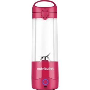 Nutribullet Portable NBP003BP, Frullatore Portatile con Tazza Isolante da 475ml, Lama 4 Punte, Tazza in Tritan, 15 Cicli di Autonomia, Inclusi Coperchio e Cannuccia, Ricarica USB-C, Rosa
