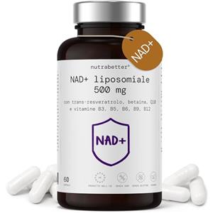 NUTRABETTER NAD+ Liposomiale & Trans-Resveratrolo | NAD Integratore + Betaína, Q10, Vitamine B3, B5, B6, B9 e B12 | Oltre 1000 mg per Dose Giornaliera | Anti-Età, Vitalità Cellulare | nutrabetter®