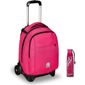 Invicta Trolley Scuola New Tech Solid Rosa, 3 in 1, Zaino con Carrello Sganciabile, Multi Tasche, Maxi Capacità, Ragazzi