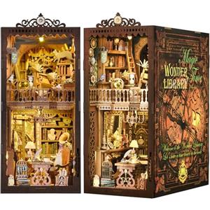 ETKVR Kit Book Nook per Adulti, Modello DIY Book Nook, Puzzle 3D in Legno Fermalibri Booknook Miniatura Casa delle Bambole per Inserto Libreria Decorazione Casa - Wonder Library