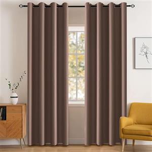 YSTELLAA Impermeabili Tende Oscuranti Per Interni 2 Pezzi, 140×145CM, Tende Termiche Isolanti Con Anelli, Moderne, Fonoassorbenti, Per Soggiorn, Camera Da Letto, Marrone