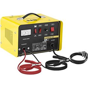 MSW Motor Technics MSW S-CHARGER-50A Avviatore di Emergenza per Auto Caricabatterie Mantenitore di Carica (12/24V, A 20-300 Ah, 230 V, 1,7 kW,Display analogico, per batterie al Piombo Acido, Grigio)