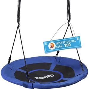 ZERRO Altalena a Nido Ø 120 cm, Portata 150 kg Rregolabile da Esterno/Interno Rotonda per Bambini e Adulti da Giardino,Blu