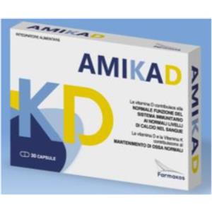 FARMAKOS Amikad - Integratore Alimentare con Vitamina D e K per Sistema Immunitario e Ossa Sane - 30 Capsule