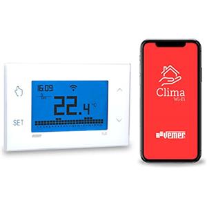 VEMER - Termostato TUO WIFI LITE VE785700 Wifi Intelligente Programmabile per Caldaia Compatibile con Alexa Google Home Controllo Remoto 230V Bianco