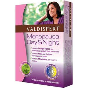 Valdispert Menopausa Day&Night - Integratore con Estratti Vegetali, Magnesio e Melatonina, 30 Compresse Giorno e 30 Compresse Notte