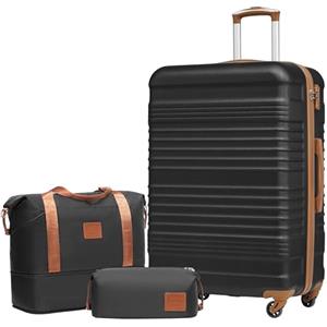 COOLIFE Set di Valigie Rigida 3 Pezzi, Set Valigie con Borsone da Viaggio Espandibile Palestra e Borsa da Toilette, Valigia con 4 Rotelle Girevoli a 360° TSA Serratura