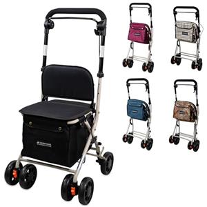 Mobiclinic®, Deambulatore pieghevole per anziani, Carrello spesa, 21 l, Modello coliseo, Marchio europeo, Con borsa della e freni, Sedile imbottito, Monoleva, Acciaio