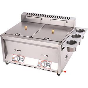 PGKTKCWH Friggitrice a Gas Commerciale a Doppio Serbatoio da 16 Litri, Macchina per friggere da Cucina a Gas Professionale da banco ad Alta capacità in Acciaio Inossidabile per ristoranti,