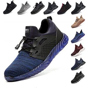 Hitmars Scarpe Antinfortunistiche Uomo Donna Scarpe da Lavoro con Punta in Acciaio Scarpe da Cantiere Leggere Traspiranti Sneaker Sportive di Sicurezza Nero Blu Grigio Verde Rosa 36-48 EU Blu 45