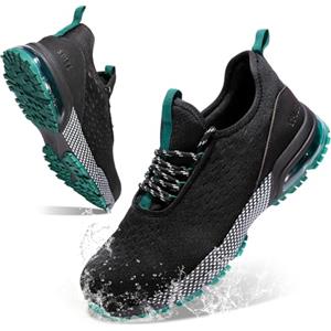 SPIEZ Scarpe Antinfortunistiche Uomo Donna Leggere, Slip-On, Antiscivolo, Resistenti all'Acqua, Ammortizzazione Aria, Lacci Decorativi, Nero Verde, EU35