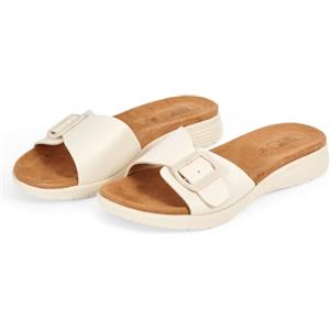 PERLETTI Ciabatte Donna Ultra Leggere con Fibbia Regolabile - Pantofole Comode Casa Quattro Stagioni Donne - Sandali Comfort Interno Esterno con Suola Rialzata Antiscivolo (Panna, 39)