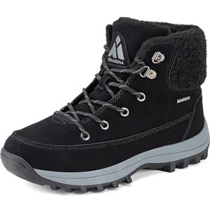 Mishansha Scarpe Invernali Donna Calde Antiscivolo Classiche Stringate Scarponcini da Neve Trekking Escursionismo Esterno Nero EU 38