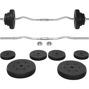 Yaheetech Set Manubri Pesi 30 kg Sollevamento in Ferro Bilanciere con Piastre 2,5 kg/5kg per Bodybulding/Manubri/Bracciate/Squat Barra Curl