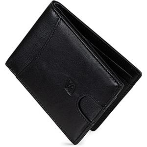 SERASAR | Uomo Portafoglio Clever in Vera Pelle Nero Con Protezione RFID - Confezione Regalo per Borsa Ragazzo - Antifurto Grande da Uomo