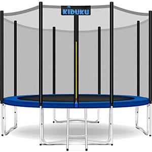 KIDUKU® Trampolino, Tappeto Elastico per Giardino Ø 244 cm | Set Completo con Rete di Sicurezza, Scaletta, Copertura, Ancoraggi e Accessori | Trampolino Elastico per Bambini
