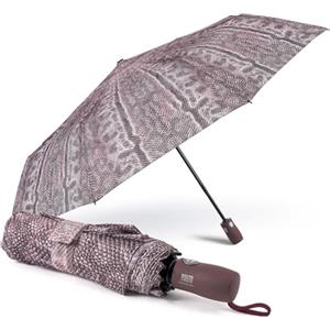 PERLETTI Ombrello Pieghevole Antivento Donna Pitonato - Ombrello Compatto da Borsa Resistente Apri Chiudi Automatico - Ombrellino Ragazza da Viaggio Robusto - Diametro 98 cm (Pitone Rosa)
