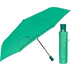 PERLETTI Ombrello Pieghevole Donna Tinta Unita - Ombrellino Antivento Compatto Resistente Portatile - Ombrello Ragazza Mini da Borsa Viaggio - Apertura Automatica - Diametro 96 cm (Verde Menta)