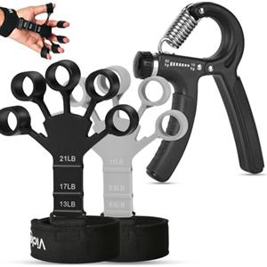 Vicloon Set Hand Grip 10-60 KG, 3 Pezzi Pinza Mano Avambracci Attrezzi, Finger Exerciser, Set Allenatore Dita e Avambracci con 3 Livelli, Perfetto per Recupero di Lesioni alla Mano
