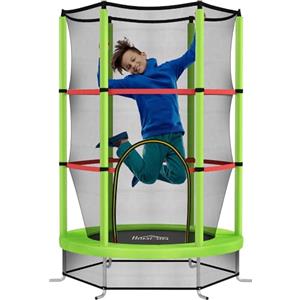 HOMCOM Tappeto Elastico per Bambini 3-6 Anni con Rete di Protezione, 6 Colonne e Ingressi, Trampolino Elastico in PE, Plastica e Metallo, Ø140x190 cm, Verde e Nero