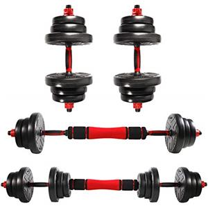 CCLIFE manubri regolabili palestra 2 Set, set di pesi professionale 20/25/30/40kg con manubri corti e barra lunga collegata con tubo in acciaio