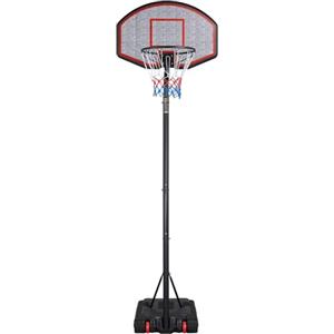 Yaheetech Canestro Basket Esterno Portatile Altezza Regolabile 304 - 353 cm Pallacanestro da Camera Interno con Tabellone Rosso