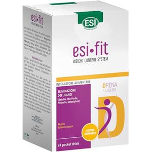 ESI Fit Drena, Integratore Alimentare con Pilosella, Tè Verde, Potassio e Magnesio, Favorisce il Drenaggio dei Liquidi Corporei, Senza Glutine e Vegano, 24 Pocket Drink