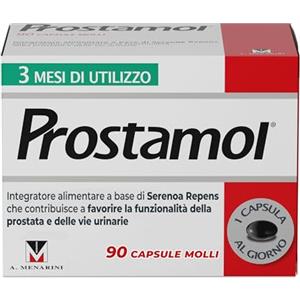 Prostamol 90 Capsule Molli - Integratore Alimentare a base di Serenoa repens (320 mg) per la Funzionalità della Prostata e delle Vie Urinarie. Senza Glutine.