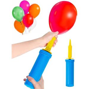 Noa Home Deco Pompa per Palloncini, Pompa a Gonfiaggio, Gonfiatore a Palloncino Hand Held, Giallo/Blu, 28.5cm