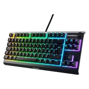 SteelSeries Apex 3 TKL, RGB tastiera da gaming , Fattore di forma compatto senza tastierino numerico studiato per gli eSport, Illuminazione RGB a 8 zone, Layout Inglese QWERTY