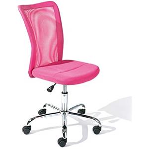Inter Link - Sedia da tavolo per bambini - Sedia ergonomica girevole - Altezza regolabile - Base in metallo cromato - Rivestimento in rete traspirante - Girevole a 360° - Rosa - Bonnie