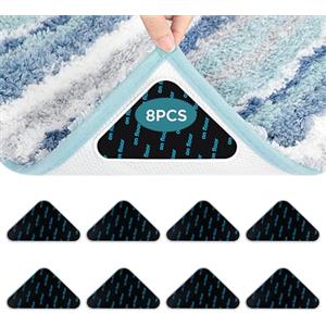 AiQInu Adesivi Antiscivolo per Tappetini,8 Pezzi Antiscivolo e Riutilizzabili Tappeto Gripper lavabili per tappeti per pavimenti in legno e duri di tutti i tipi e dimensioni di tappeti