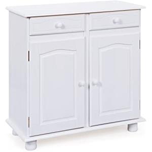 Inter Link - Cassettiera country - Credenza - Credenza in stile country - Credenza - Pino massiccio - 2 ante - 2 cassetti - Laccato bianco - Lovi