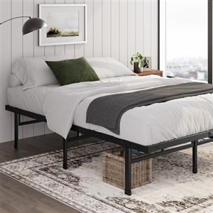 Zinus Justin Rete Letto Singolo 80x190 cm - Struttura Letto con Doghe in Metallo Incluse - Altezza 36 cm con Spazio Sottostante - Facile da Montare - Nero