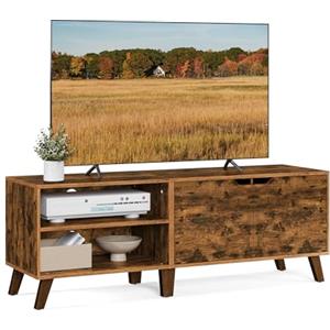 VASAGLE Mobile TV per Televisore fino a 60 Pollici, Armadietto per TV con 2 Ante, Ripiani Regolabili, Lungo 140 cm, per Soggiorno, Camera da Letto, Marrone Vintage LTV027X01