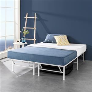 Zinus SmartBase Letto Pieghevole 140x190 cm - Altezza 35 cm - Ottimo per Ospiti - Con Contenitore Sottostante - Metallo - Bianco