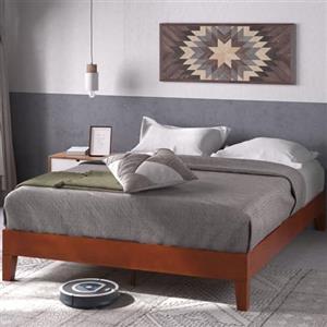 Zinus Wen Letto 140x190 cm - Struttura letto 30 cm di altezza - Struttura letto a piattaforma in legno deluxe con supporto a doghe in legno - Marrone