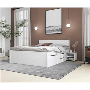 Inter Link, Letto matrimoniale 180 x 200 cm, Letto a scomparsa con contenitore, Pino massiccio, 4 cassetti grandi e 2 cassetti, Base a doghe inclusa, Laccato bianco, Efetivo 180 x 200 cm