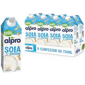 ALPRO CLASSICO, Bevanda alla SOIA, Alternativa Vegetale al Latte, Naturalmente Senza Lattosio, con vitamine B2, B12 e D2 - 8 confezioni da 750 ml