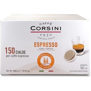 CAFFÈ CORSINI 1950 Caffè Corsini - Cialde Ese Caffè Espresso, 100% Compostabili, Gusto Forte e Intenso, Confezione da 150 pezzi