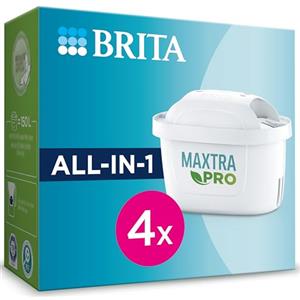 BRITA Filtro acqua rubinetto MAXTRA PRO All-in-1 confezione da 4 filtri - Riduce cloro, calcare, PFAS e metalli, filtro originale compatibile con caraffa acqua filtrante
