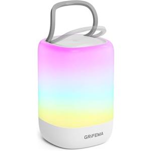 GRIFEMA Abat Jour da Comodino Senza Fili GD104 - Lampada Touch Ricaricabile, 7 Colori RGB a Gradiente, Timer 30 Min, USB-C per Camera da Letto, Bambini, Campeggio