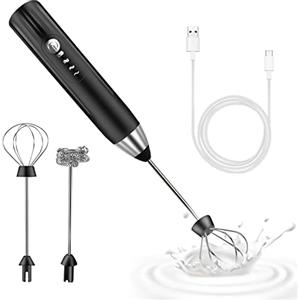 EBUYFIRE Montalatte Elettrico Cappuccino, USB Portatile Schiuma Latte Elettrico con 2 Cappuccinatore Elettrico (Silver Black)